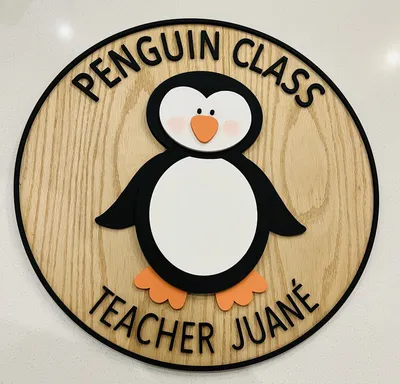 Personalised penguin classroom sign