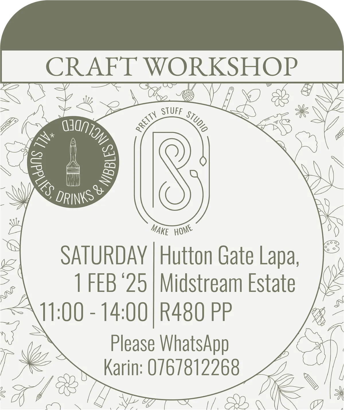 CRAFT WORKSHOP - 1 FEBRUARY 2025