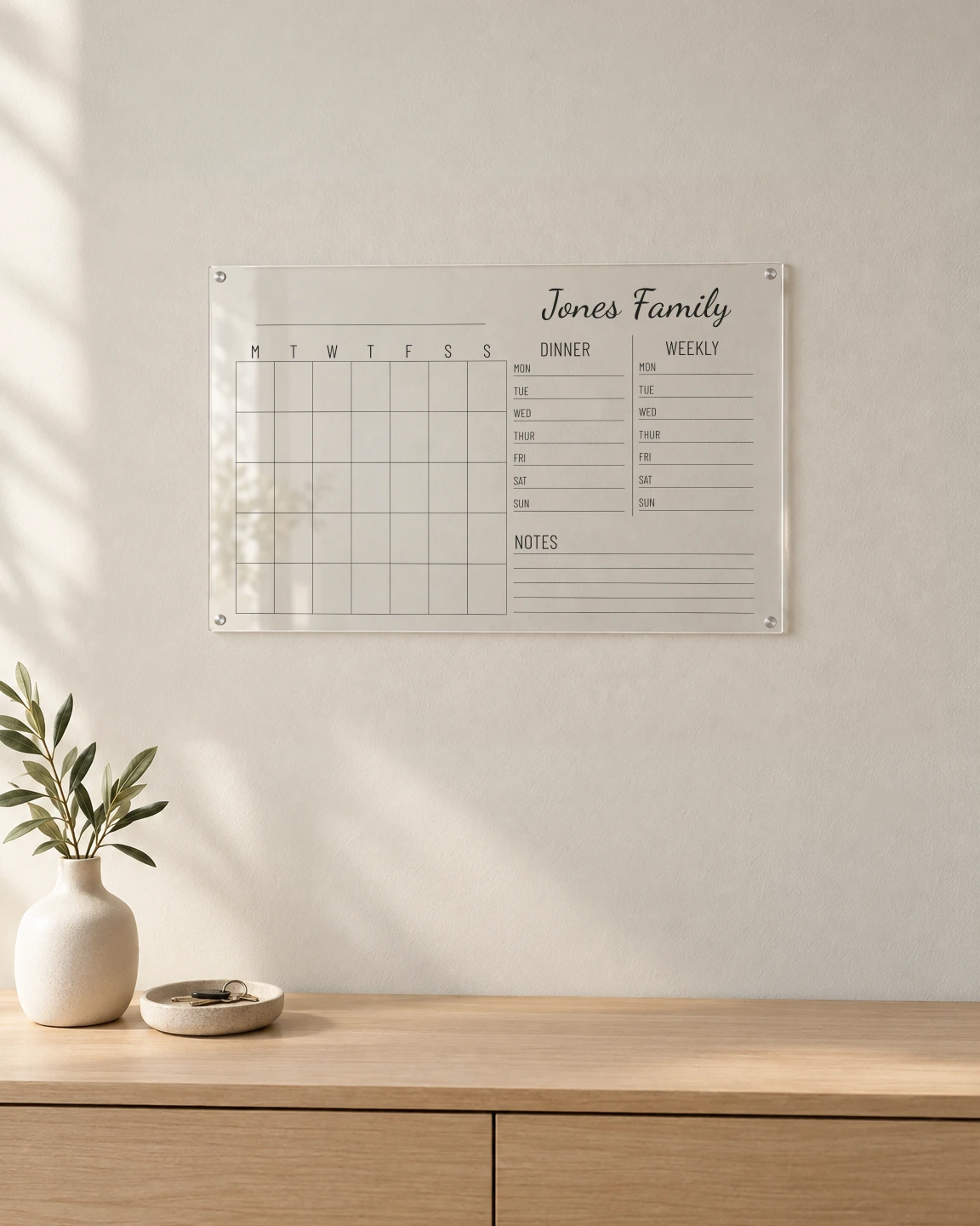 Perspex Planner with Jones Family engraving
